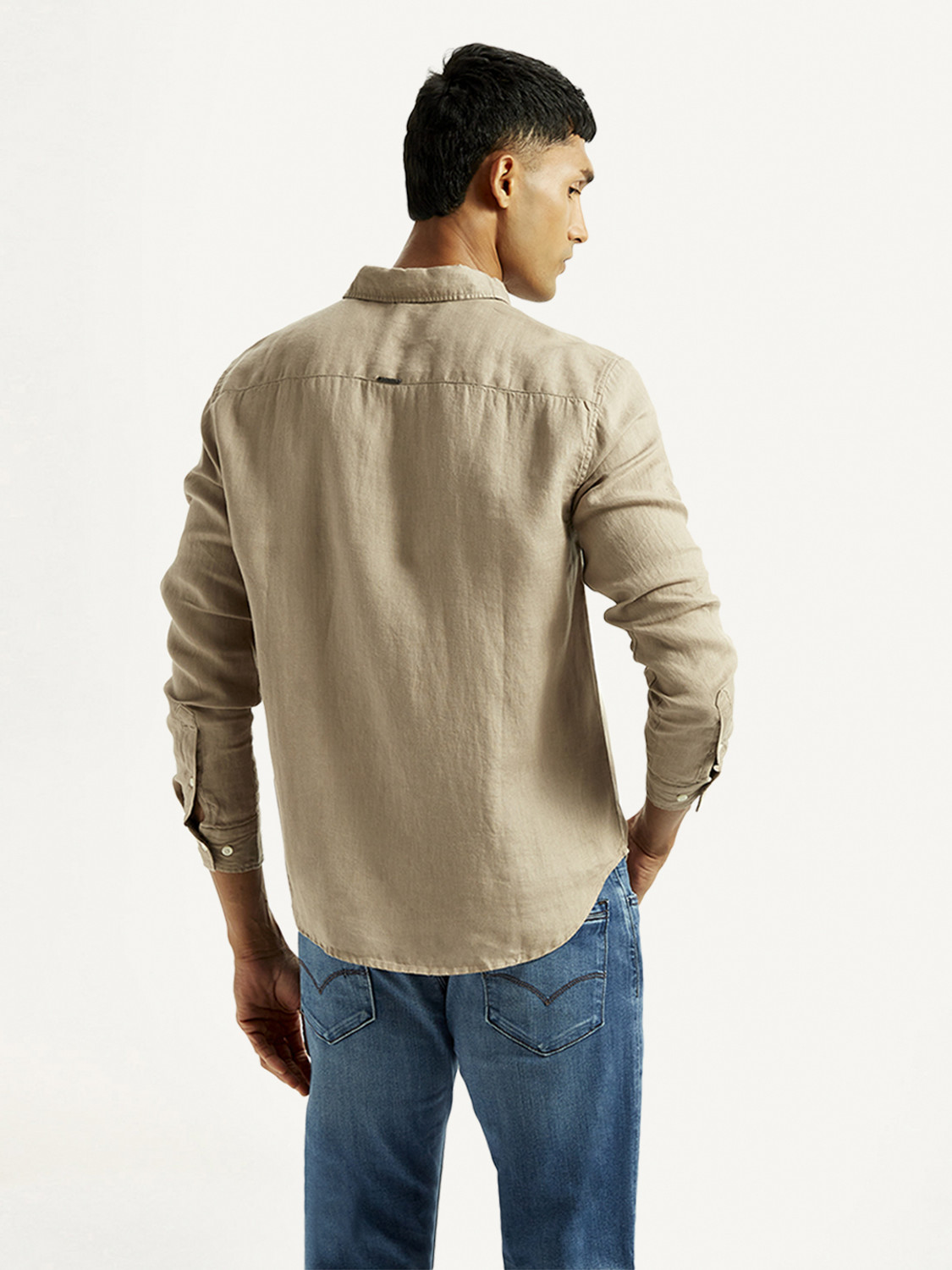 Image of LEVI'S Men Solid Casual Beige Shirt
