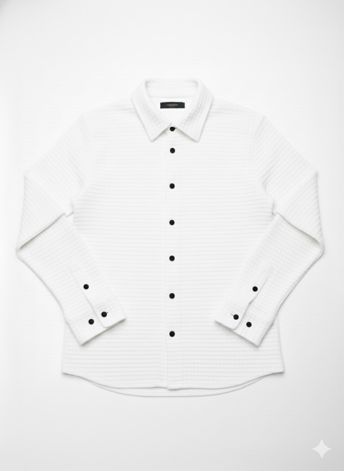 Image of JACKBELLA Men Self Design Casual White Shirt