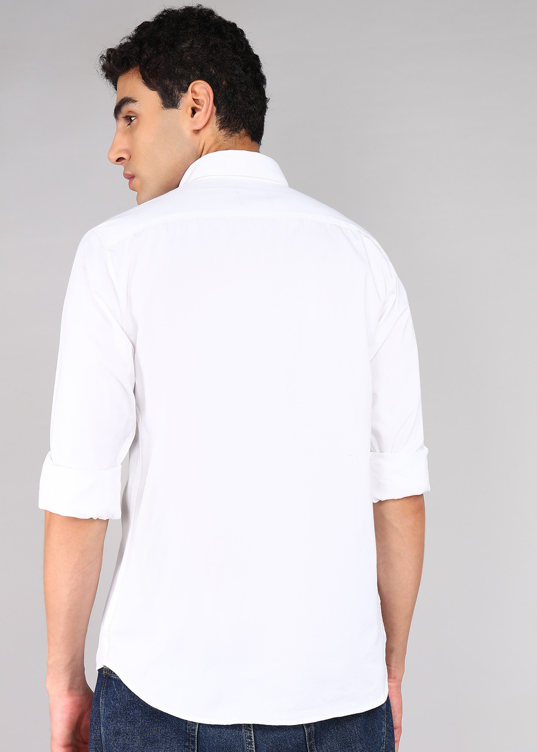 Image of Raymond Men Solid Casual White Shirt