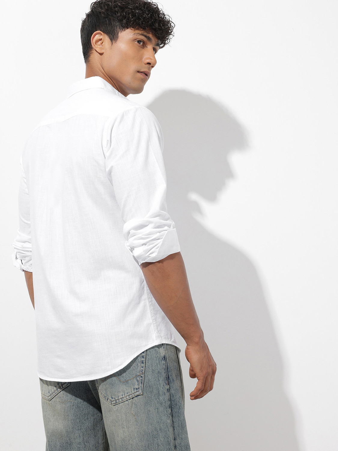 Image of SHIRTZONE Men Solid Casual White Shirt