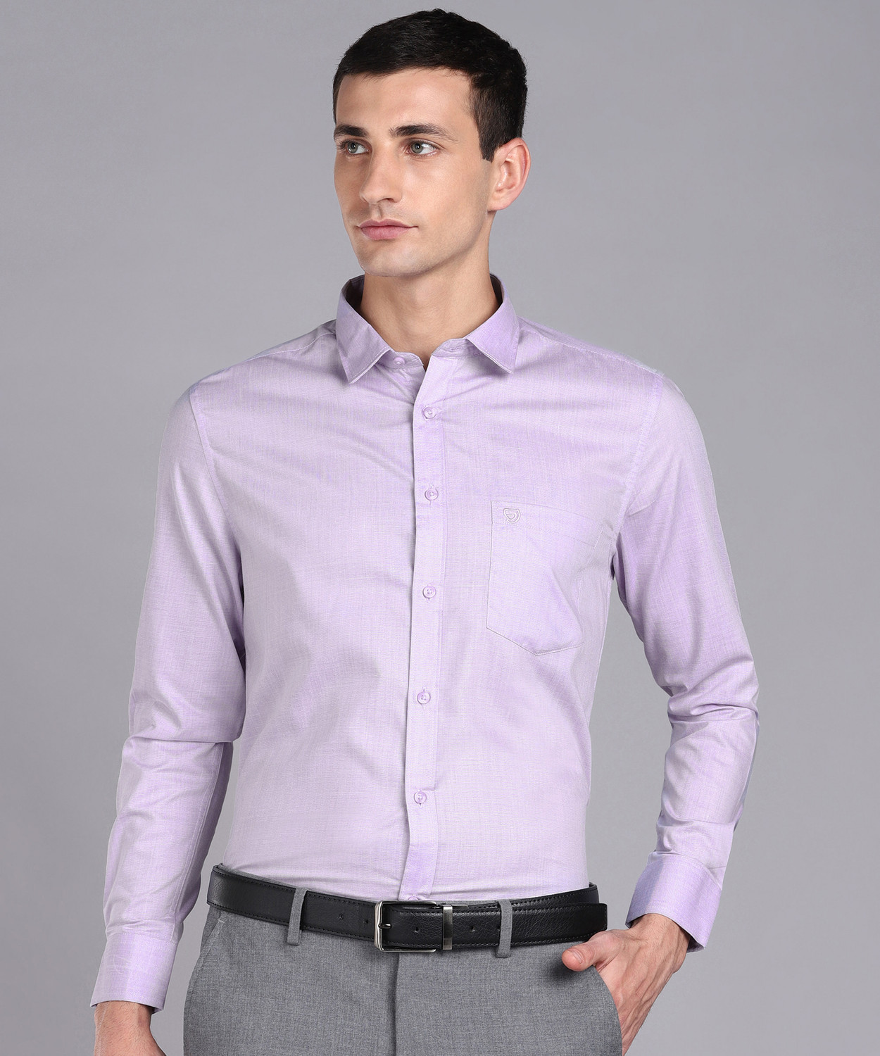 Image of SAM & JACK Men Self Design Formal Purple Shirt