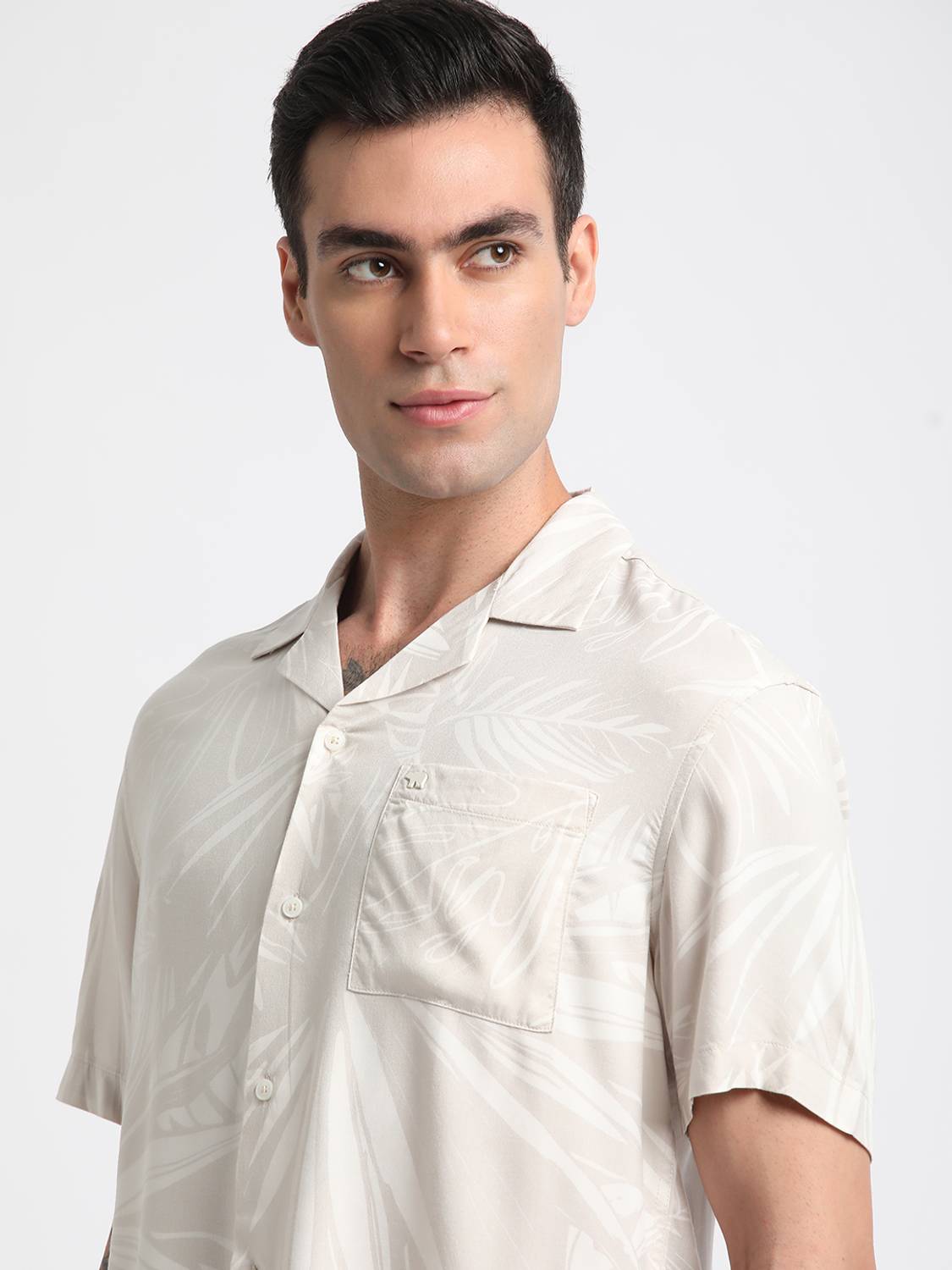 THE BEAR HOUSE Men Printed Formal Grey, White Shirt