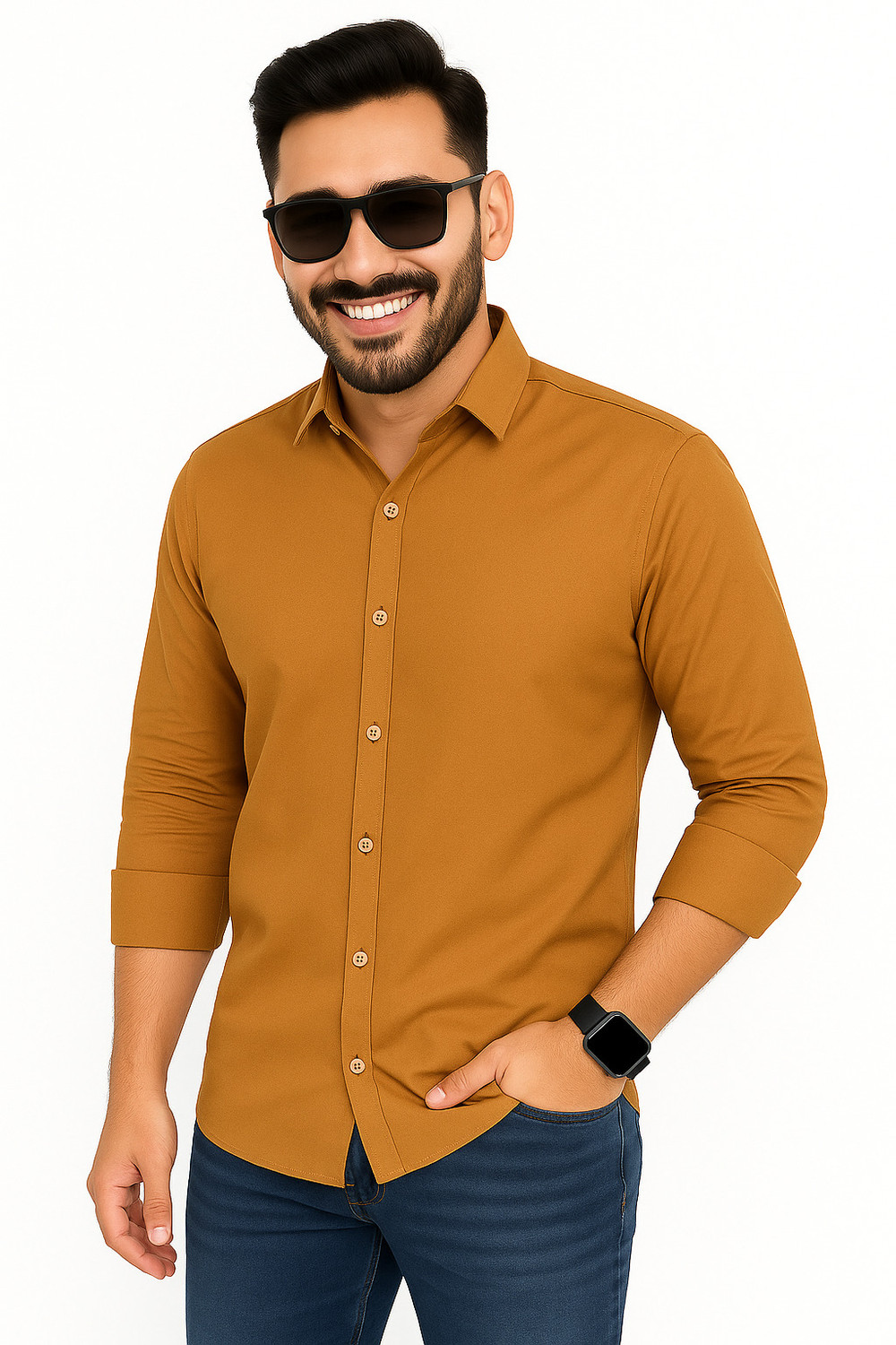 Image of youth first Men Solid Casual Cream, Black, Brown Shirt