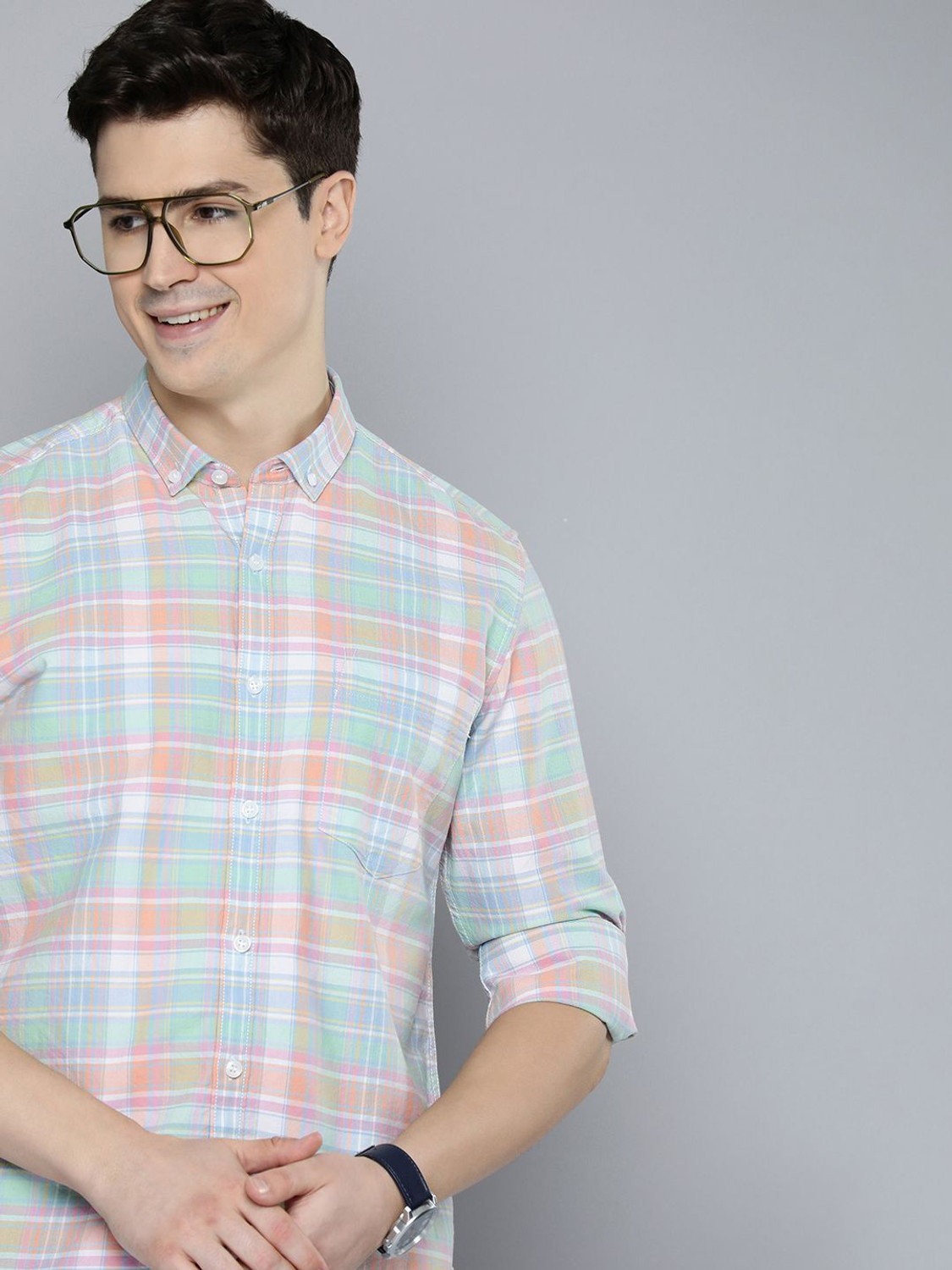 Image of Mast & Harbour Men Checkered Casual Multicolor Shirt