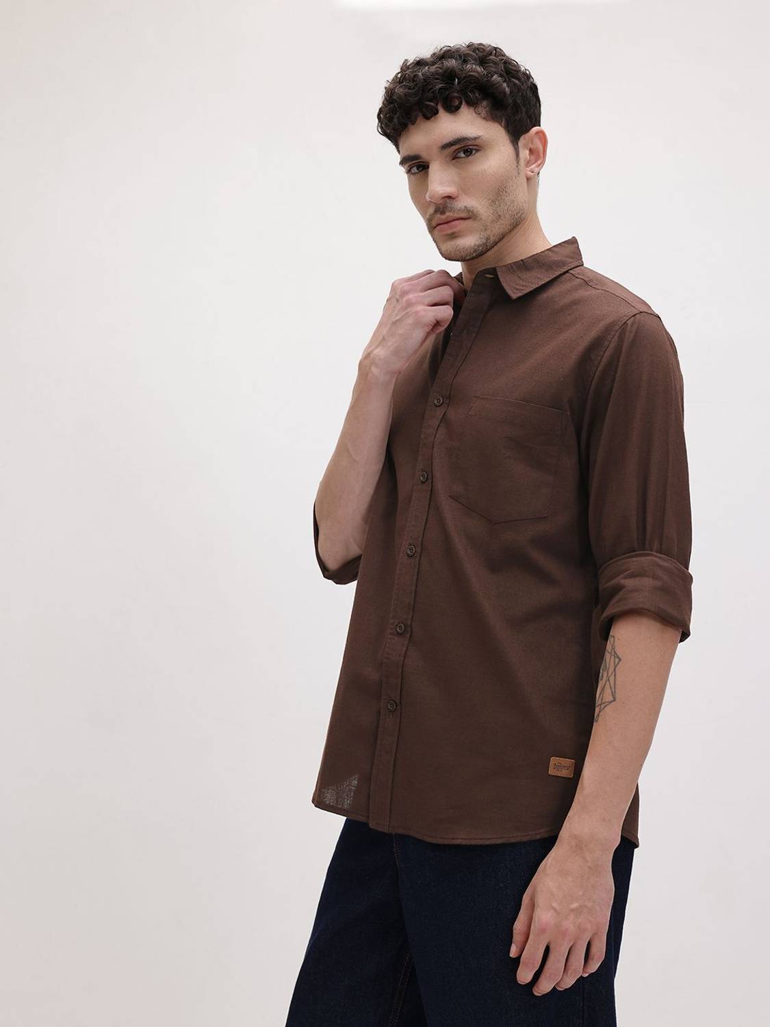 Roadster Men Solid Casual Brown Shirt - Image 5