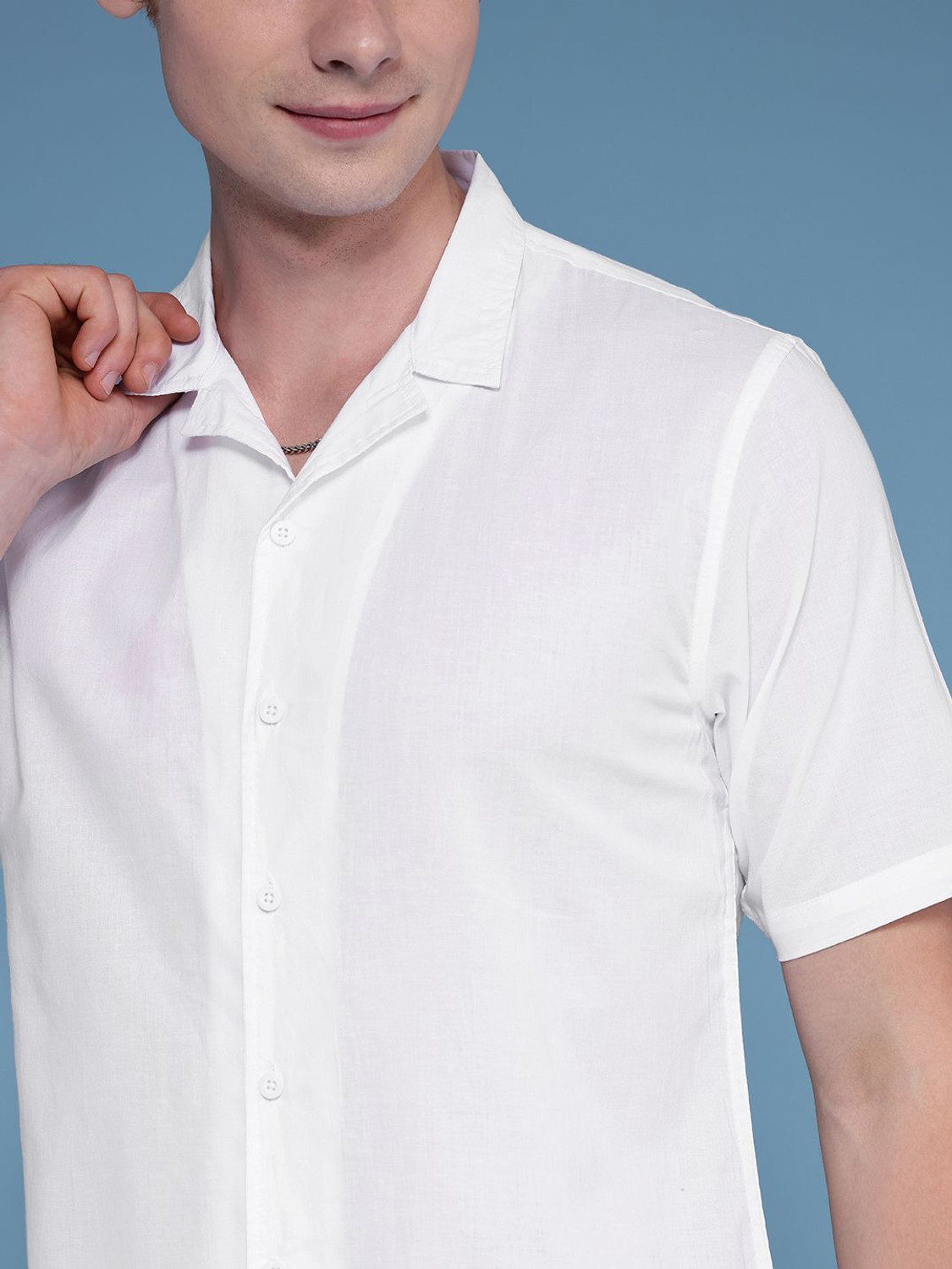Image of HERE&NOW Men Solid Casual White Shirt
