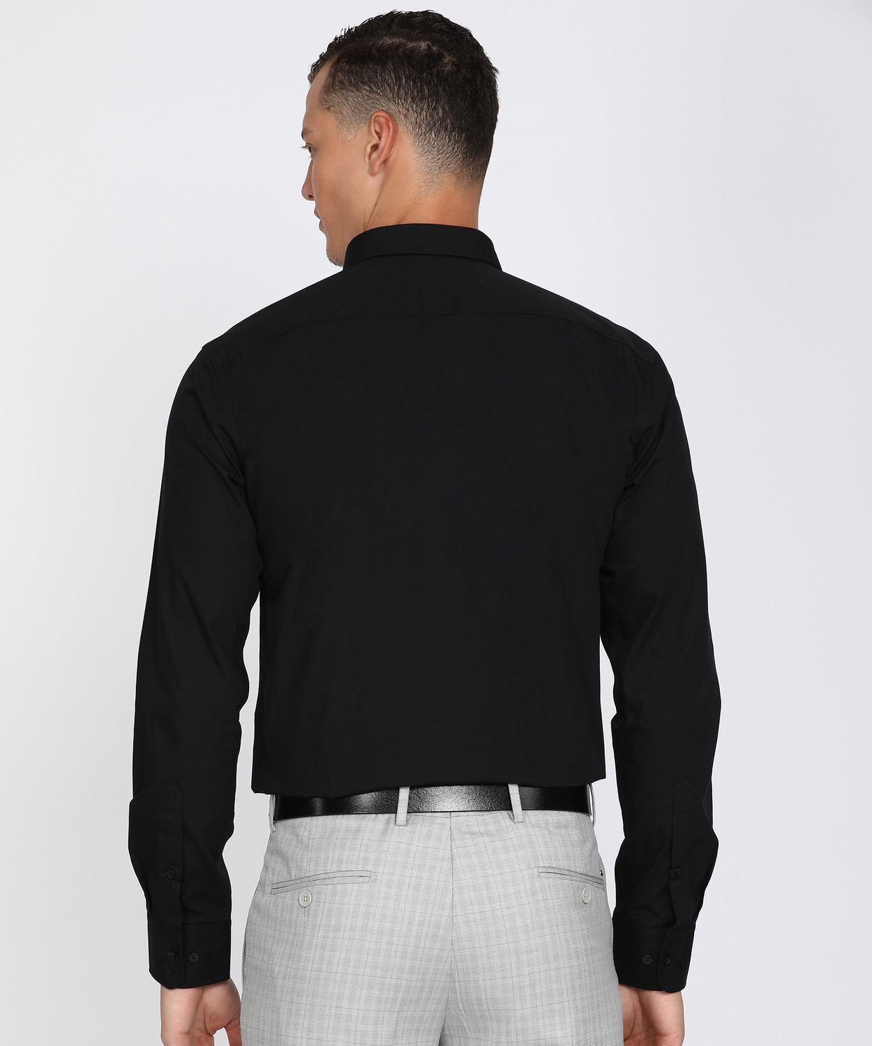 Image of PARK AVENUE Men Solid Formal Black Shirt