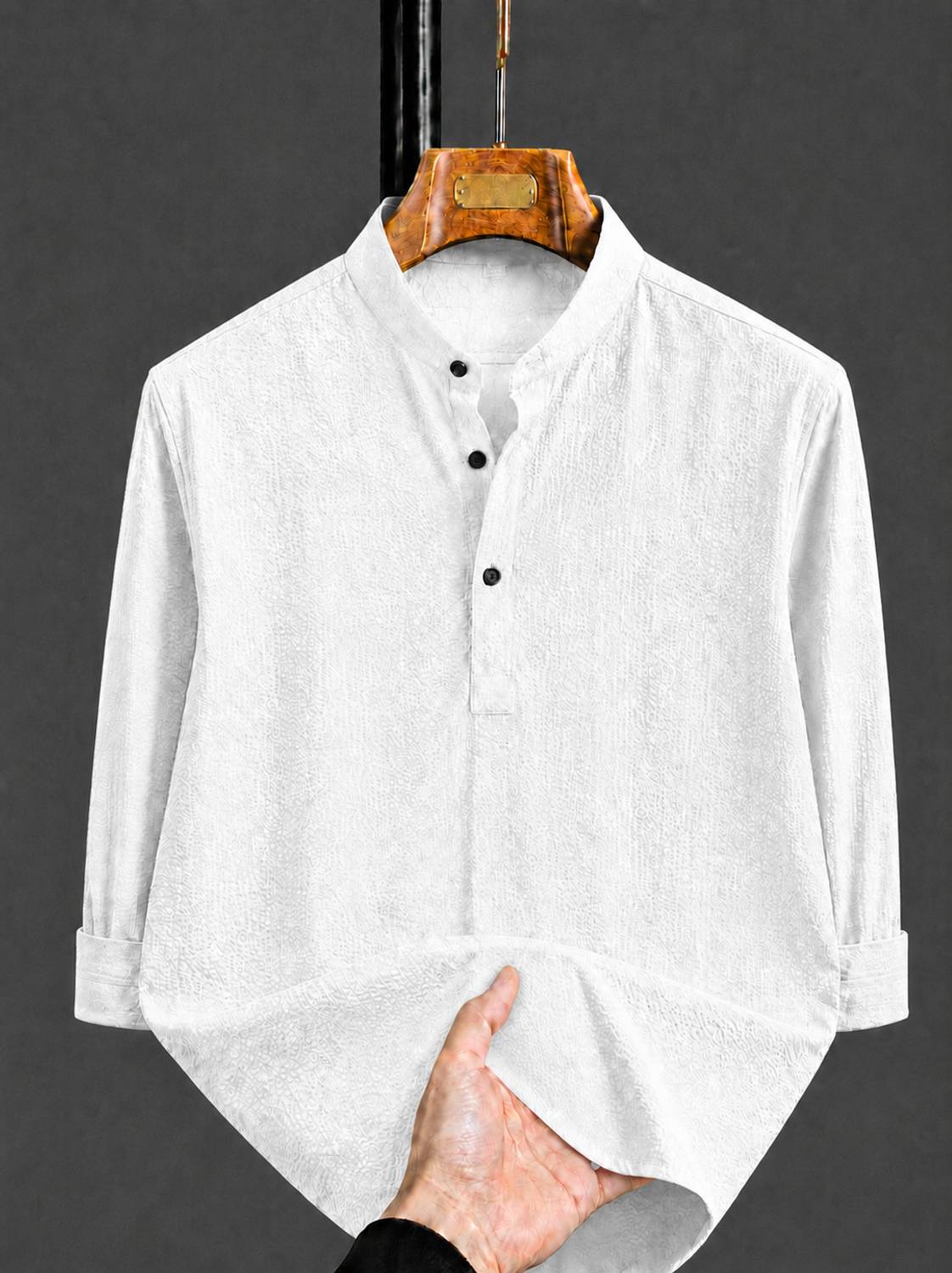 COMBRAIDED Men White Straight Kurta - Image 1