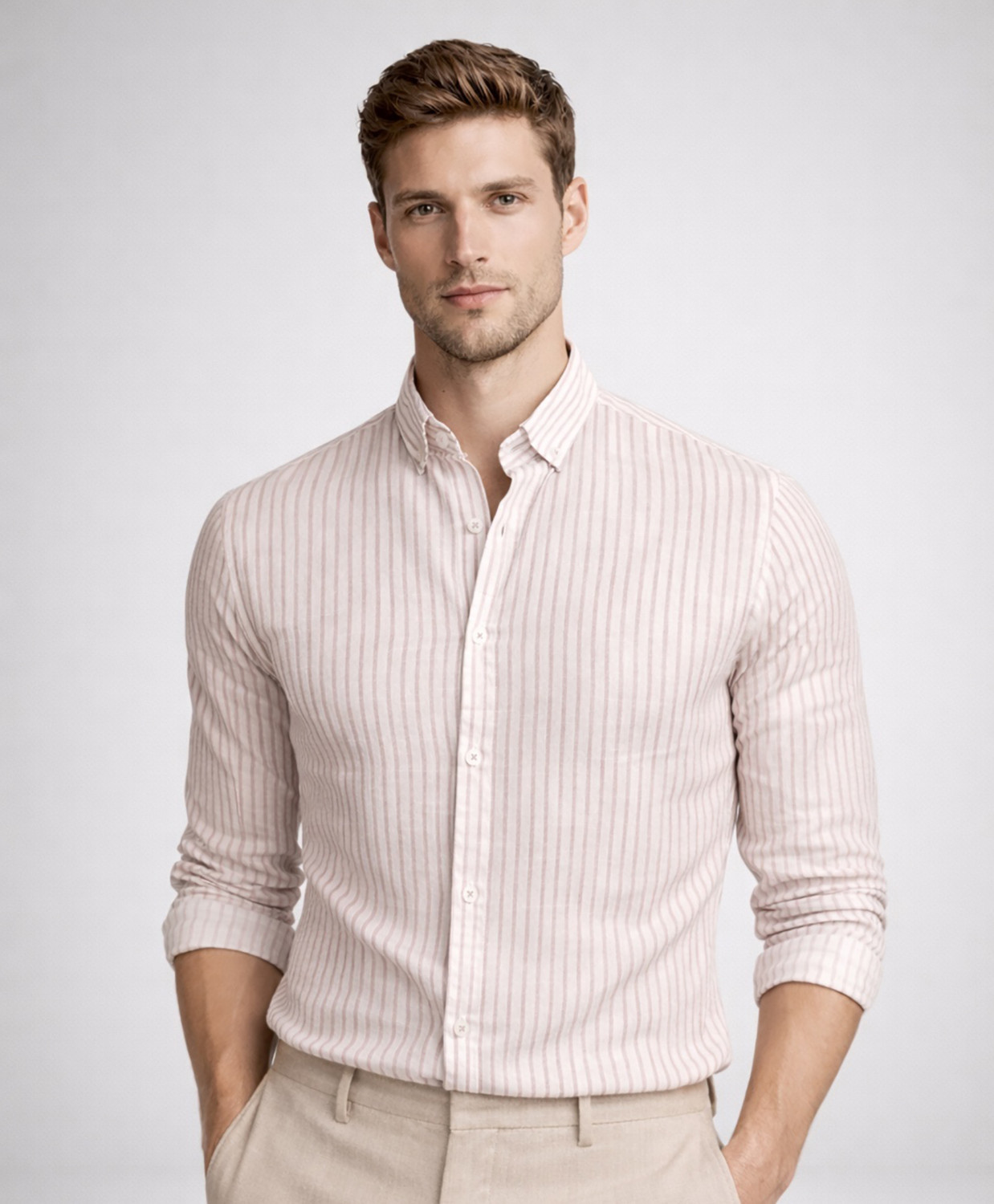 Image of MISCHIEF Monkey Men Regular Fit Striped Button Down Collar Casual Shirt