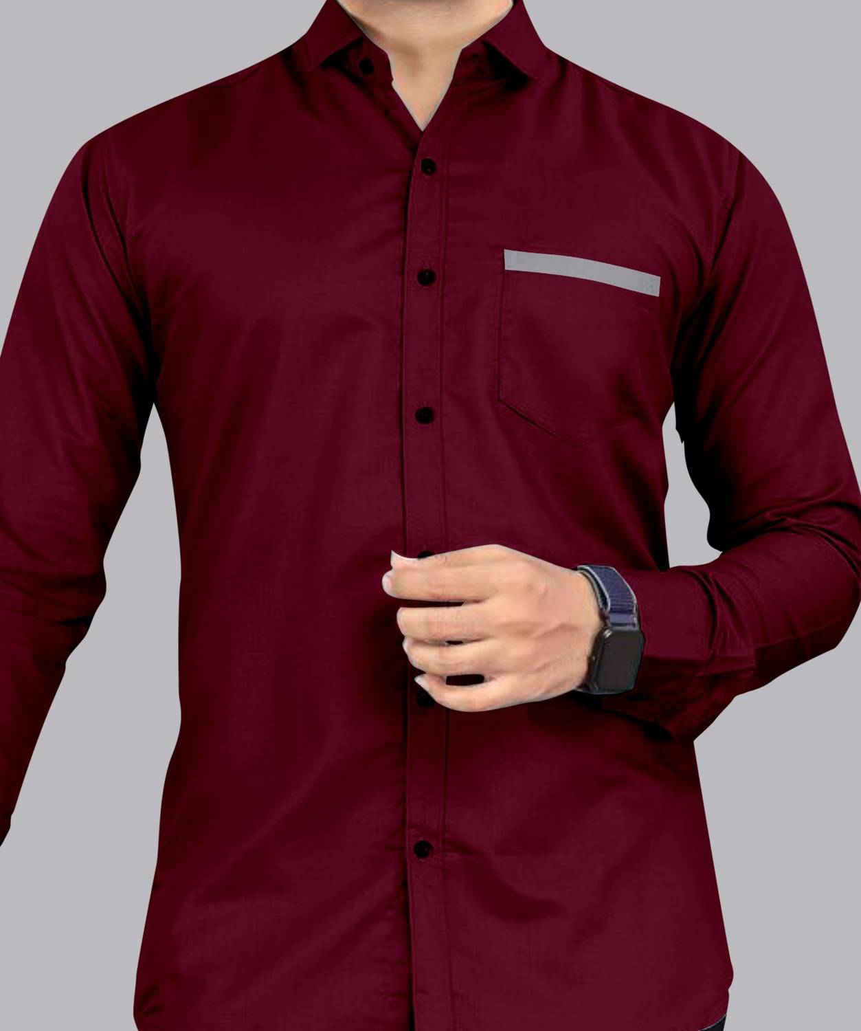 Rd fashion Men Solid Casual Maroon Shirt