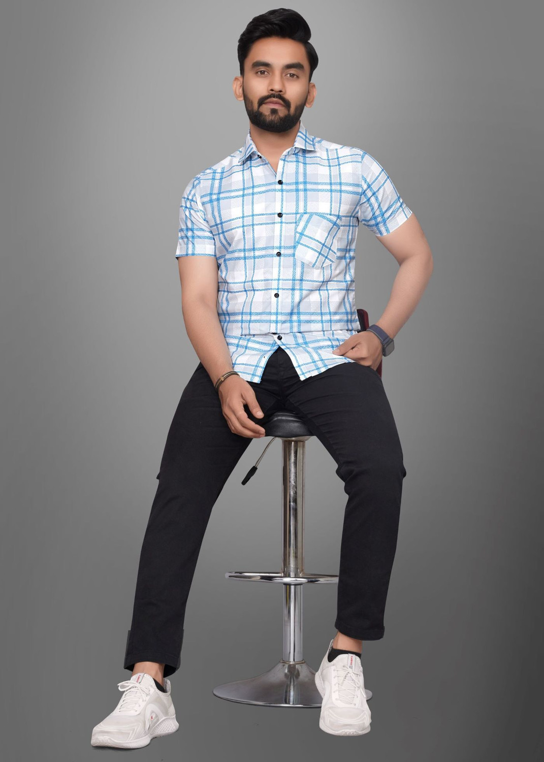Image of Tyzlo Men Printed Casual Grey Shirt