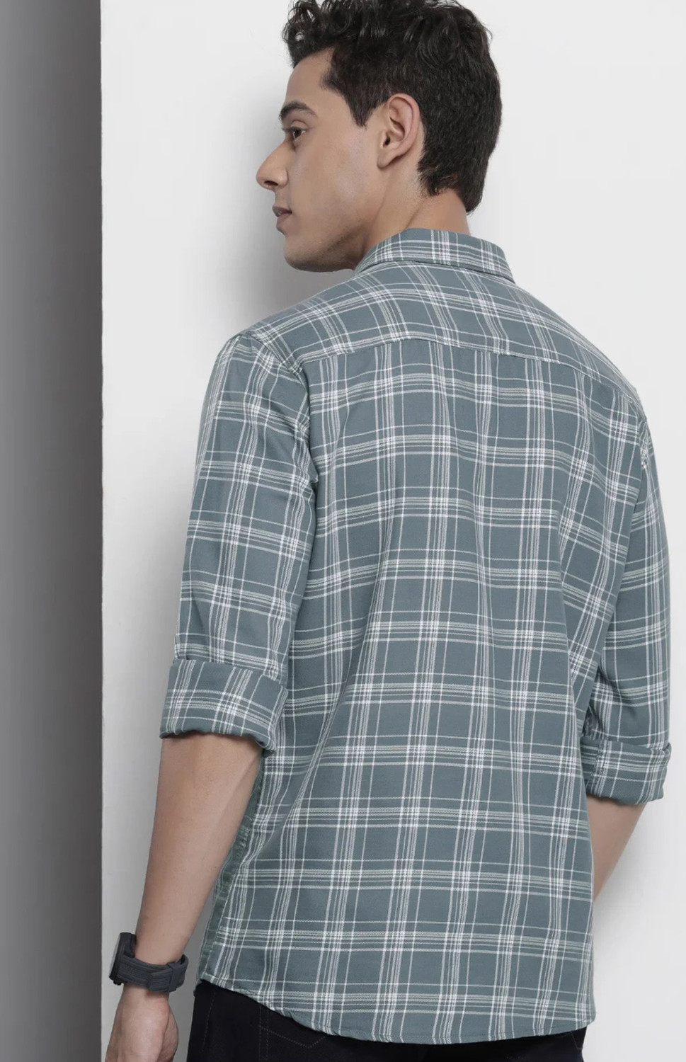 Image of FUBAR Men Checkered Casual Grey Shirt