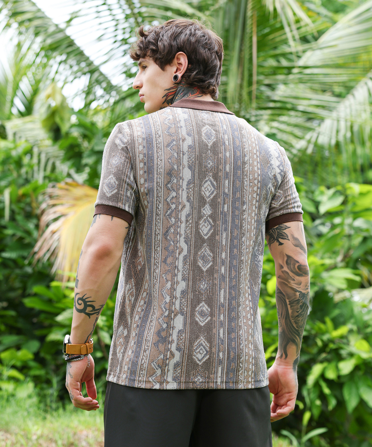 Image of CAMPUS SUTRA Men Self Design Casual Brown Shirt