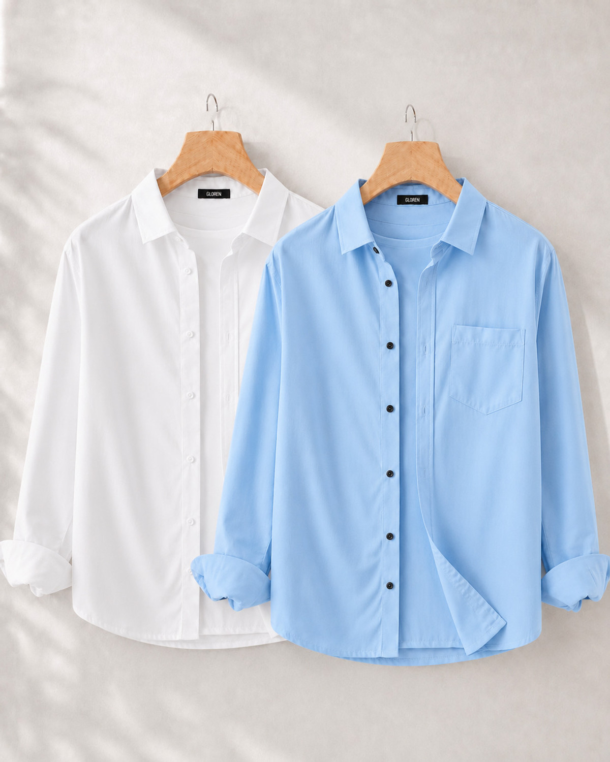 Image of GLOREN Men Solid Casual Multicolor Shirt