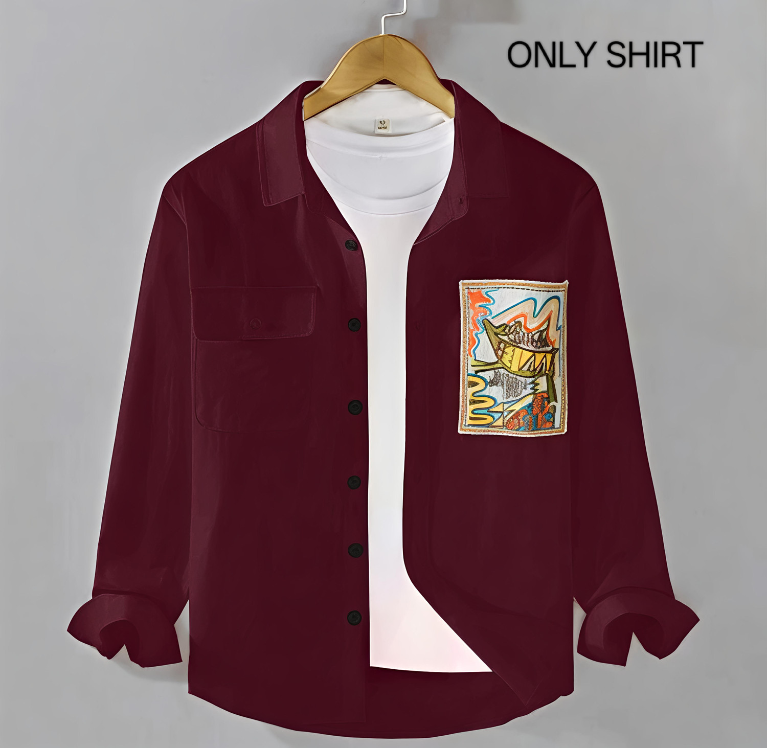 Image of Nortex Men Printed, Solid Casual Maroon Shirt