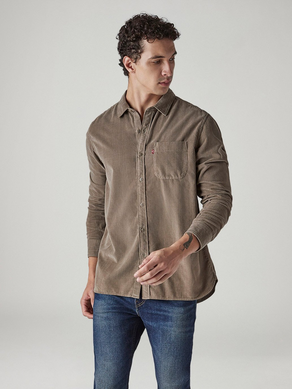 Image of LEVI'S Men Solid Casual Grey Shirt