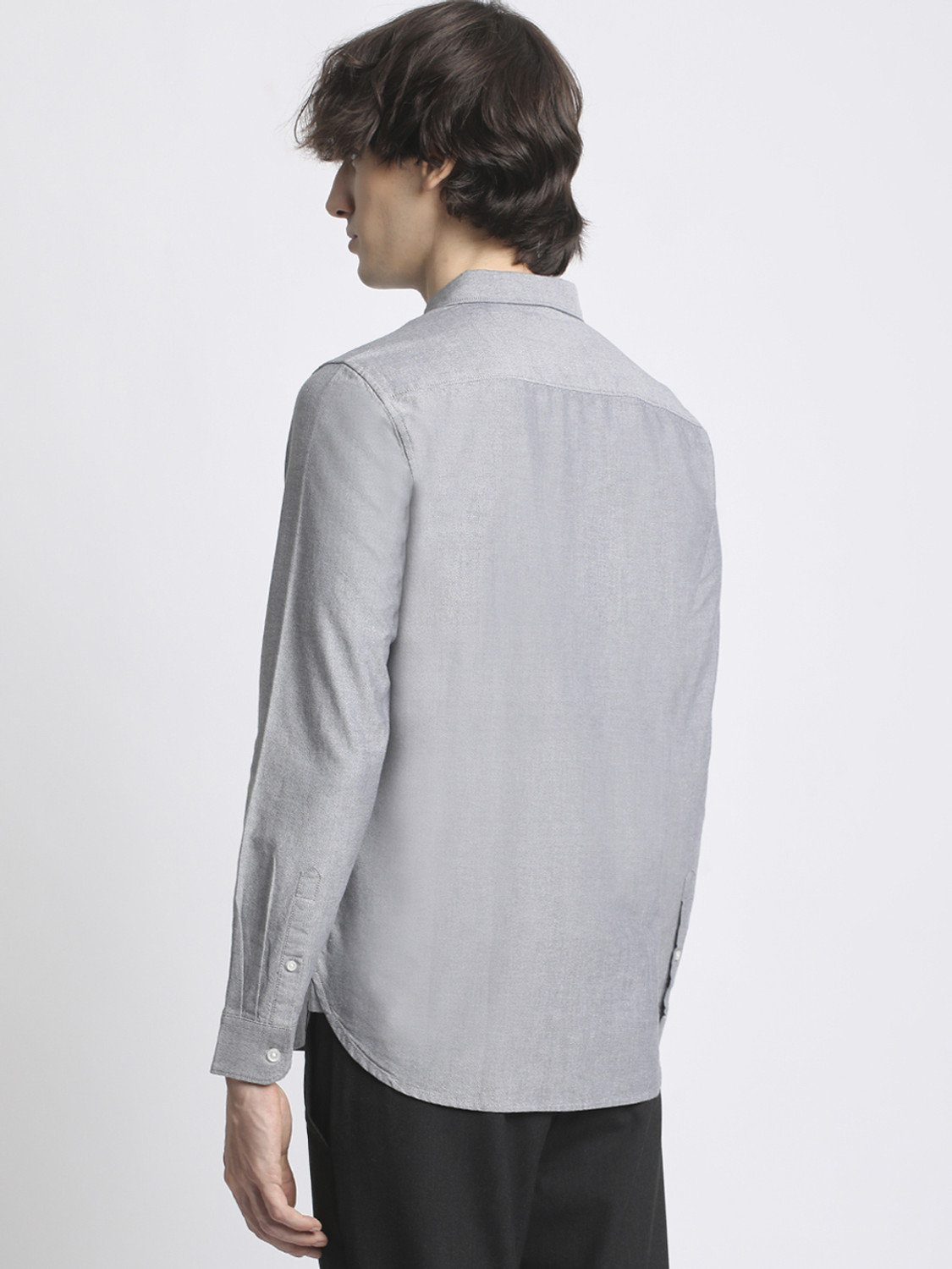 Image of THE BEAR HOUSE Men Self Design Casual Grey Shirt