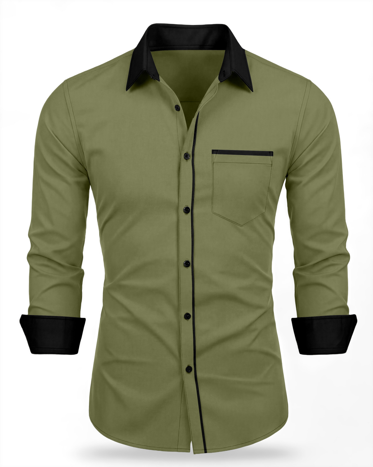 Image of GAZZY CREATION Men Solid Casual Green Shirt
