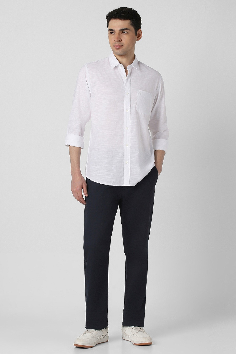 Image of PETER ENGLAND Men Solid Casual White Shirt