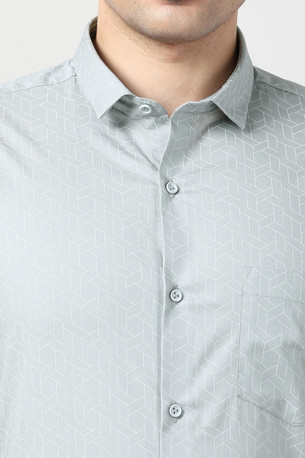 Image of PETER ENGLAND Men Printed Formal Grey Shirt