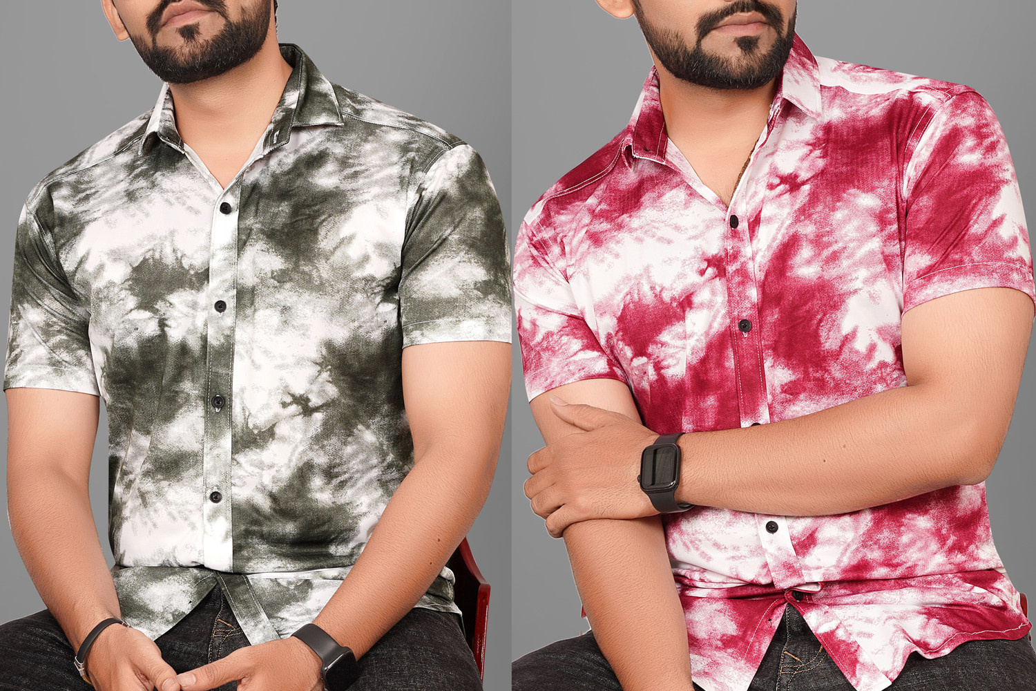Image of Voroxy Men Dyed /Ombre Casual Multicolor Shirt