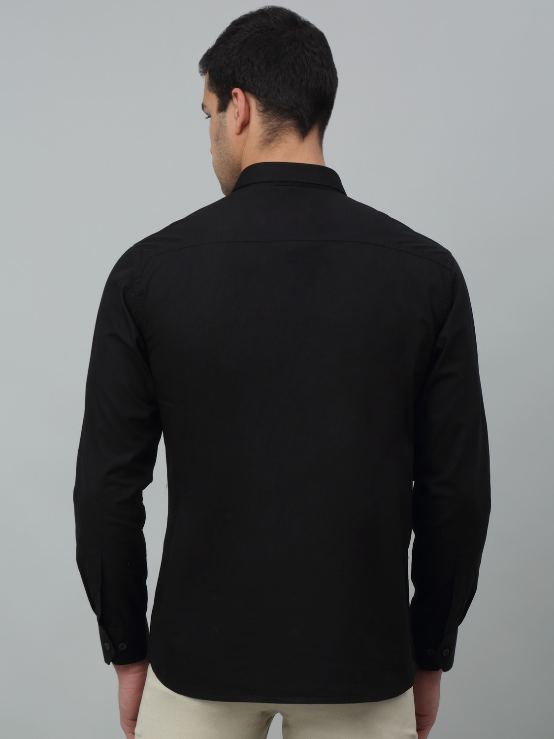 Image of CANTABIL Men Solid Casual Black Shirt