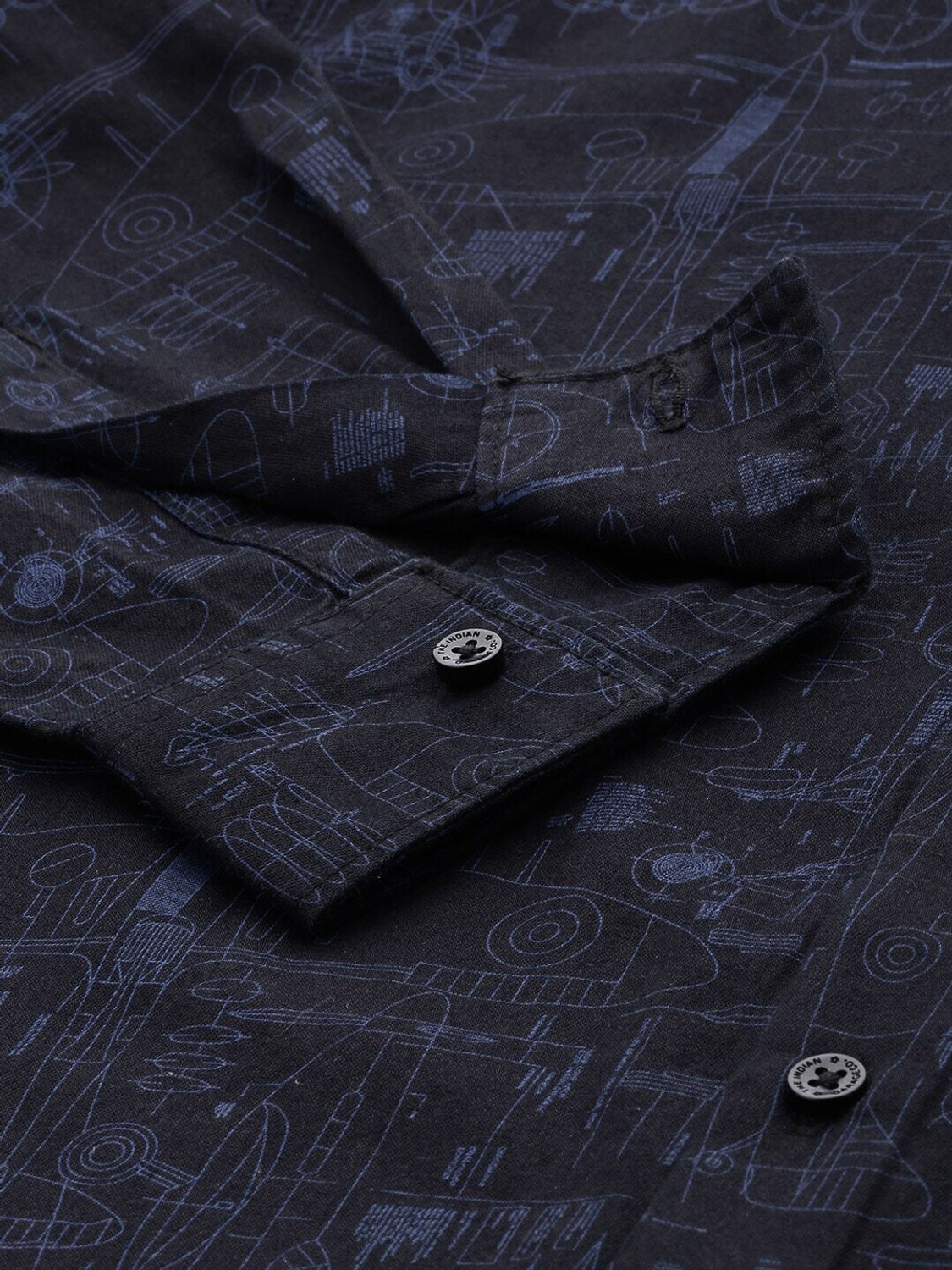 Image of The Indian Garage Co. Men Printed Casual Black Shirt