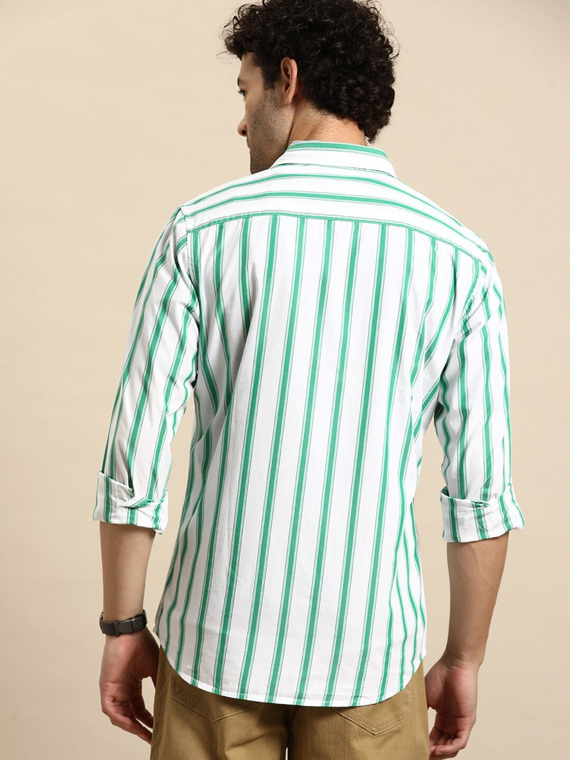 Image of United Colors of Benetton Men Striped Casual Blue Shirt