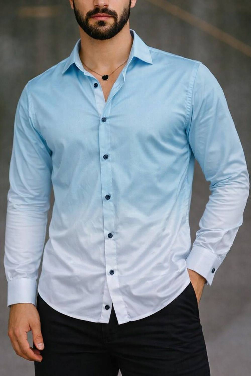 FSNSHT Men Dyed/Ombre Casual Orange Shirt - Image 1