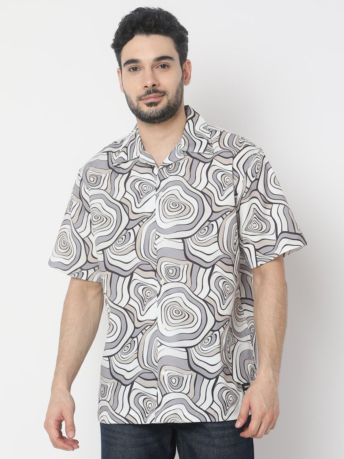 Image of Spykar Men Printed Casual Beige Shirt