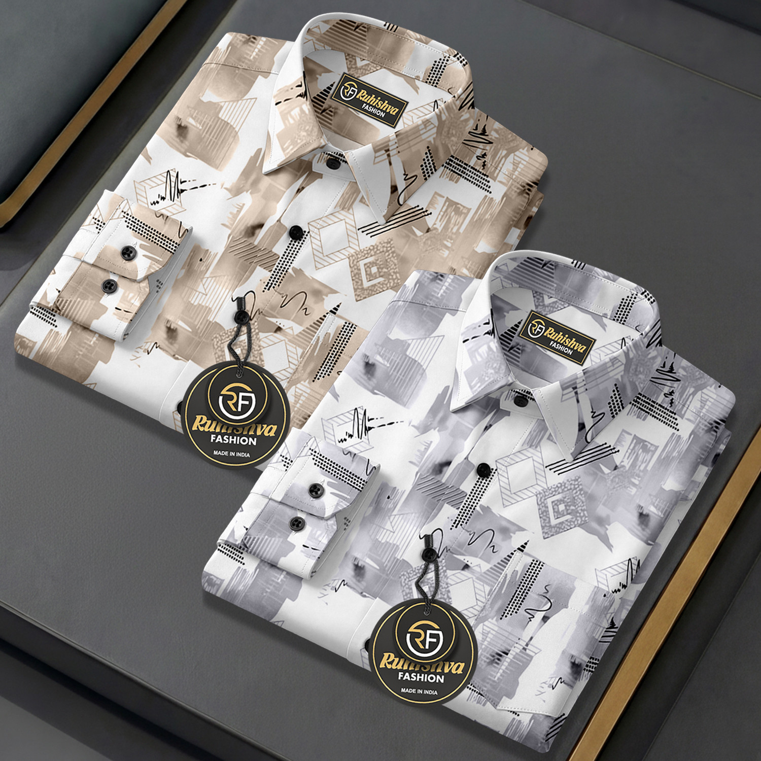 Image of RUHISHVA FASHION Men Printed Casual Multicolor Shirt