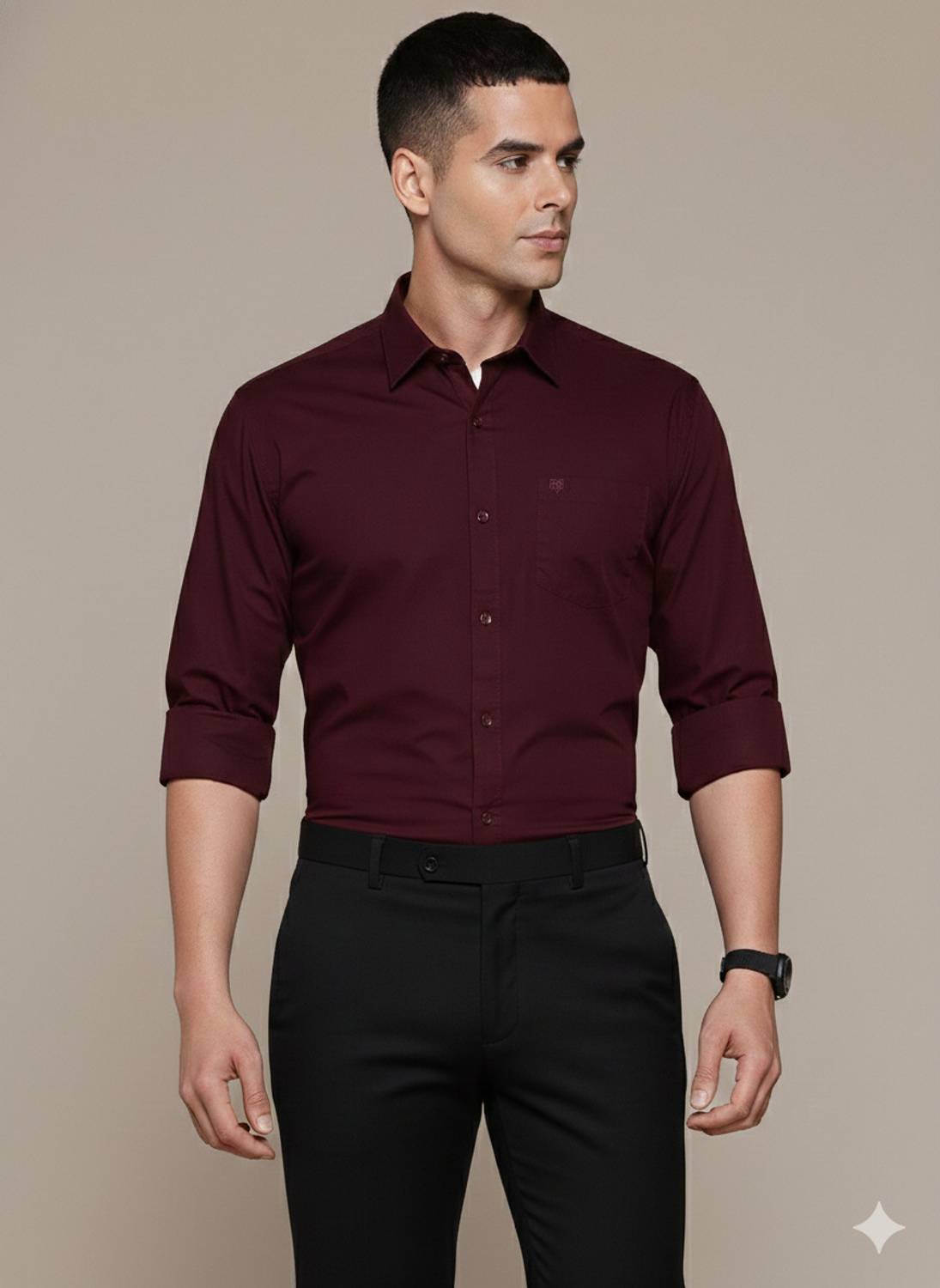 BLUE SQUAD Men Maroon Formal Shirt
