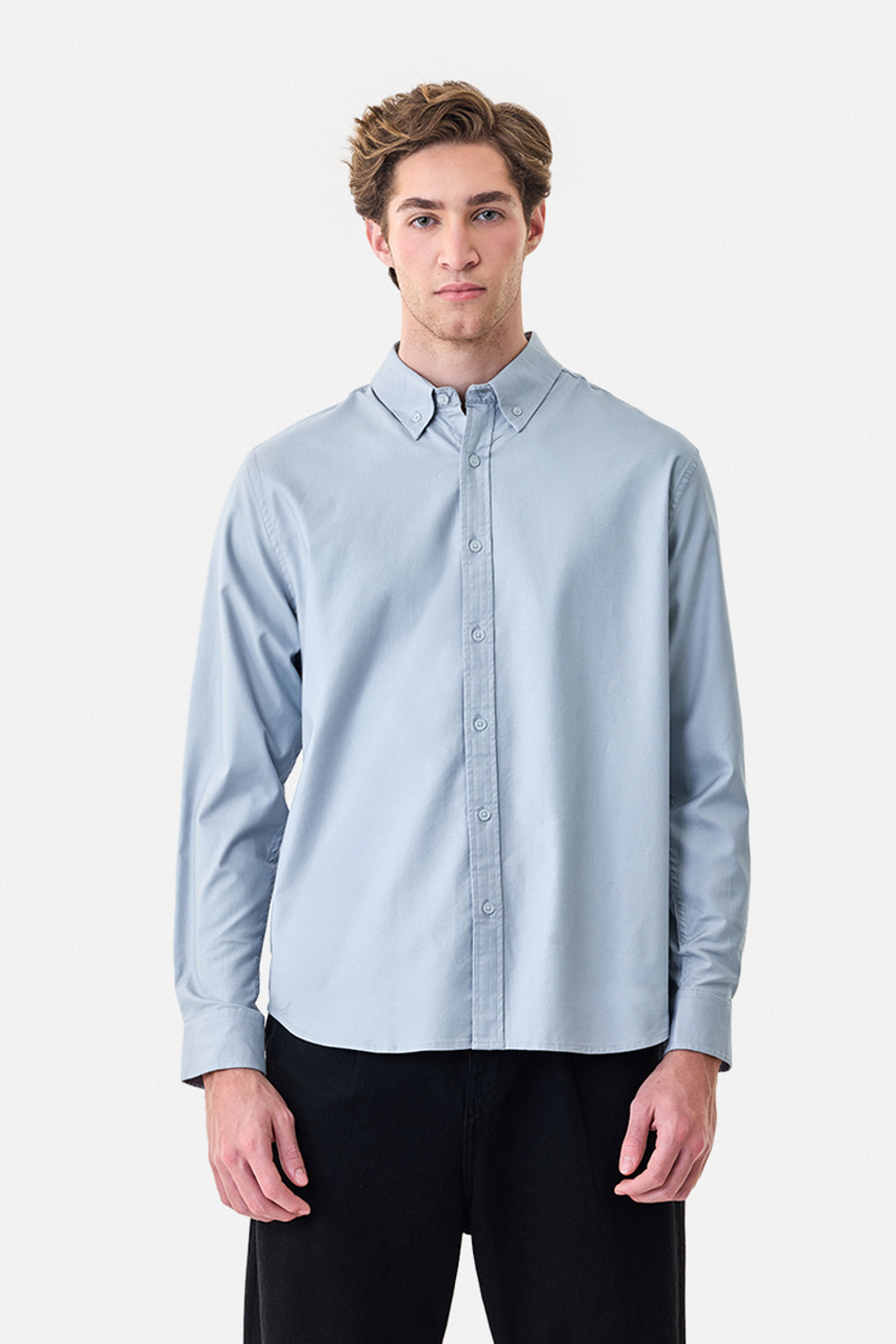 Image of Snitch Men Solid Casual Light Blue Shirt
