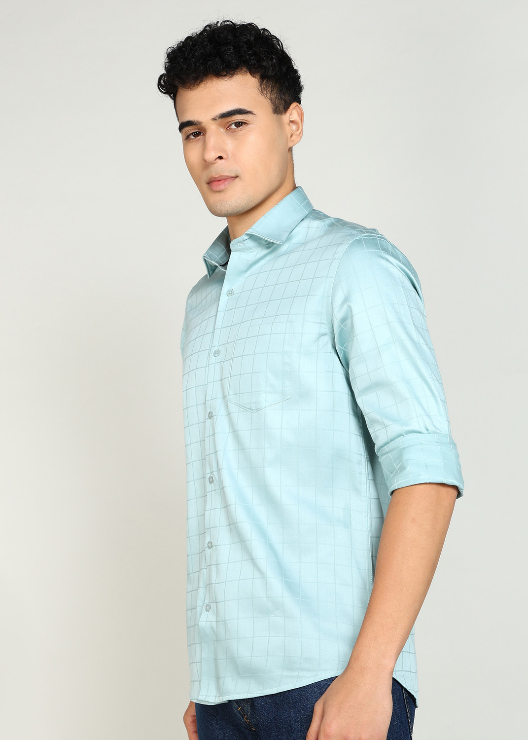 Image of INTEGRITI Men Solid Formal Light Green Shirt