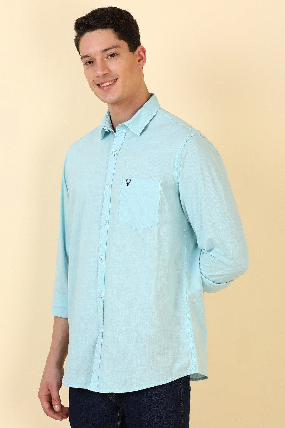 Image of Allen Solly Men Comfort Fit Solid Casual Shirt