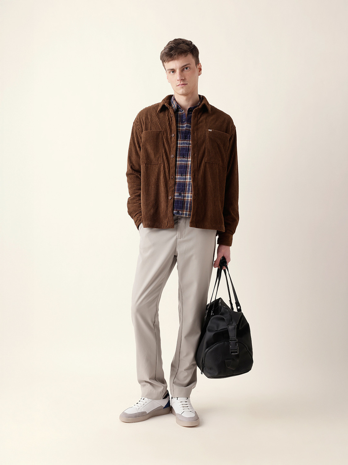 Image of THE BEAR HOUSE Men Self Design Casual Brown Shirt