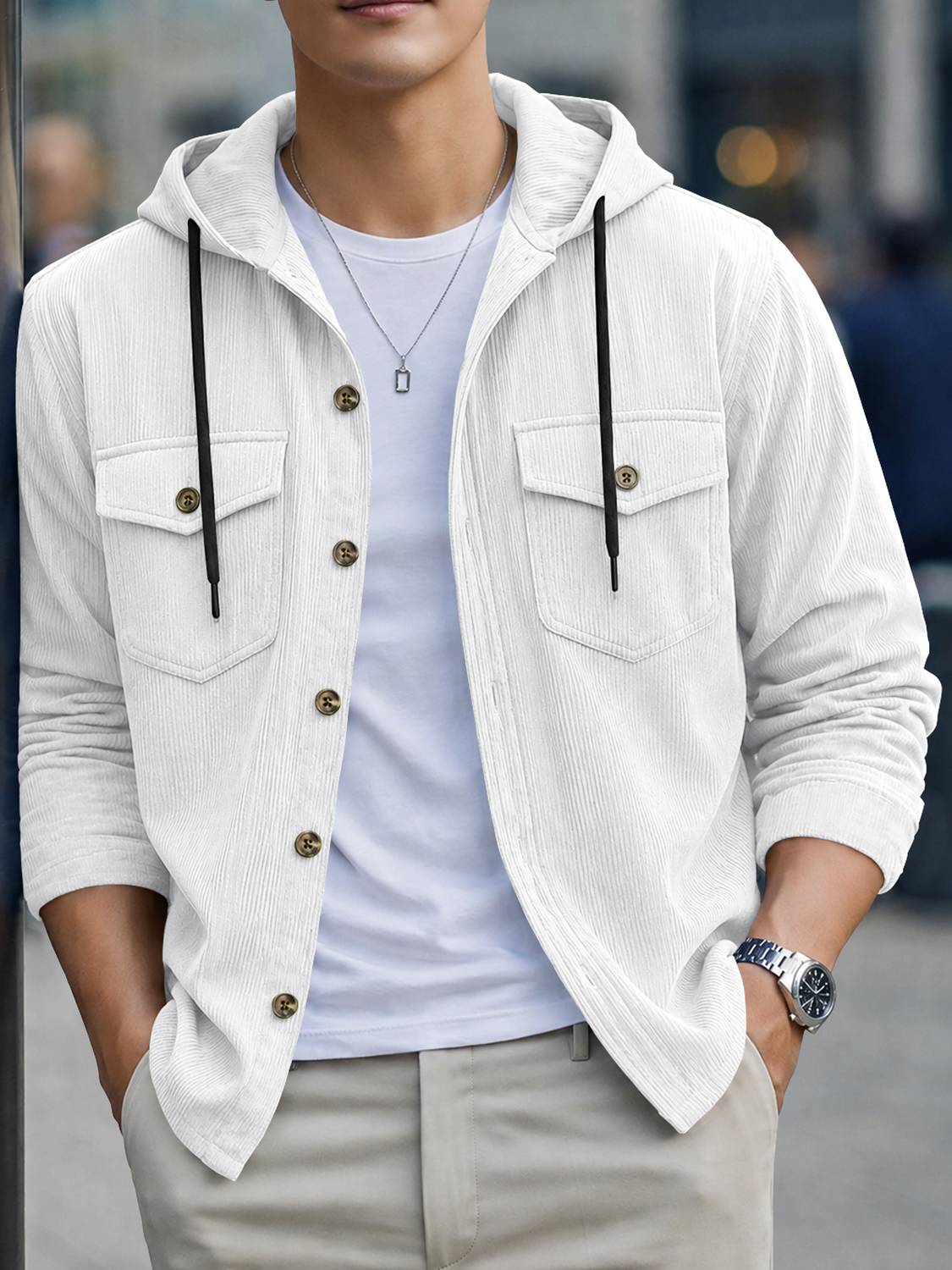 EyeBogler Men Oversized Hood Collar Shirt - Image 1