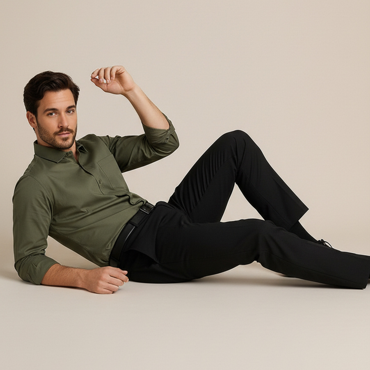 Image of METRONAUT Men Solid Casual Dark Green Shirt