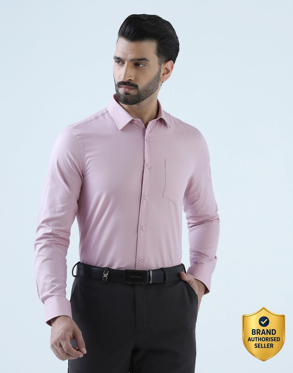 Image of Blackberrys Men Self Design Formal Pink Shirt