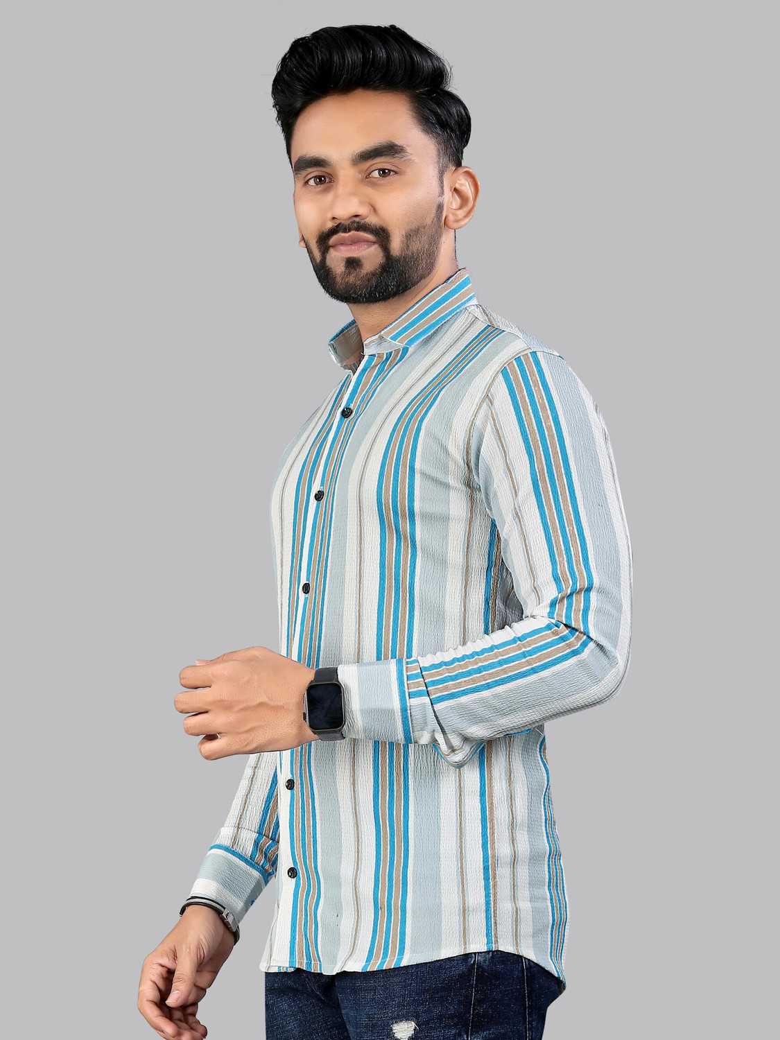 Image of METRONAUT Men Striped Casual Multicolor Shirt