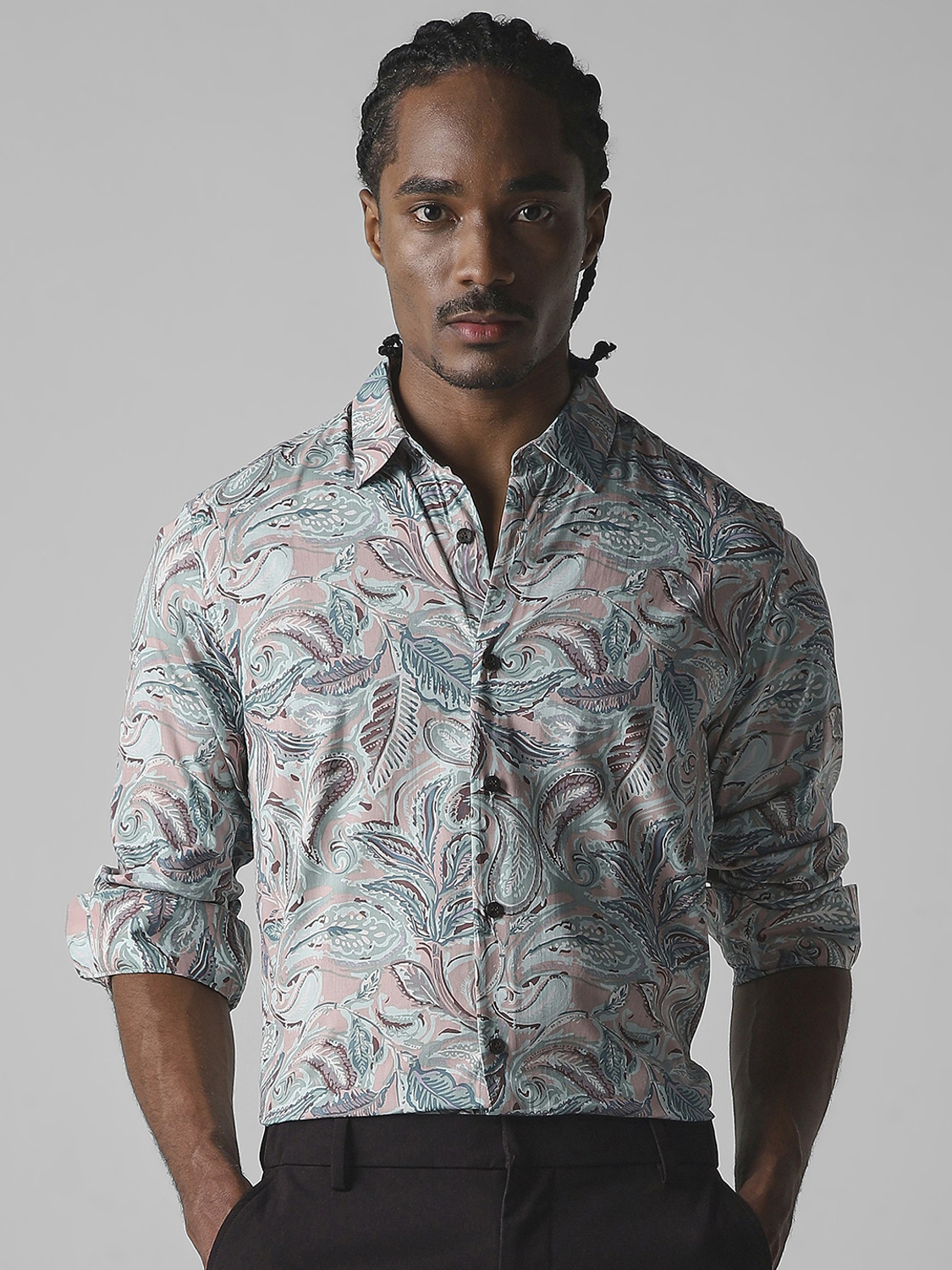 Image of MUFTI Men Printed Casual Multicolor Shirt