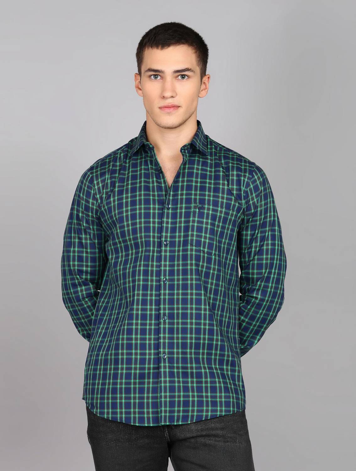 Allen Solly Men Checkered Casual Blue Shirt