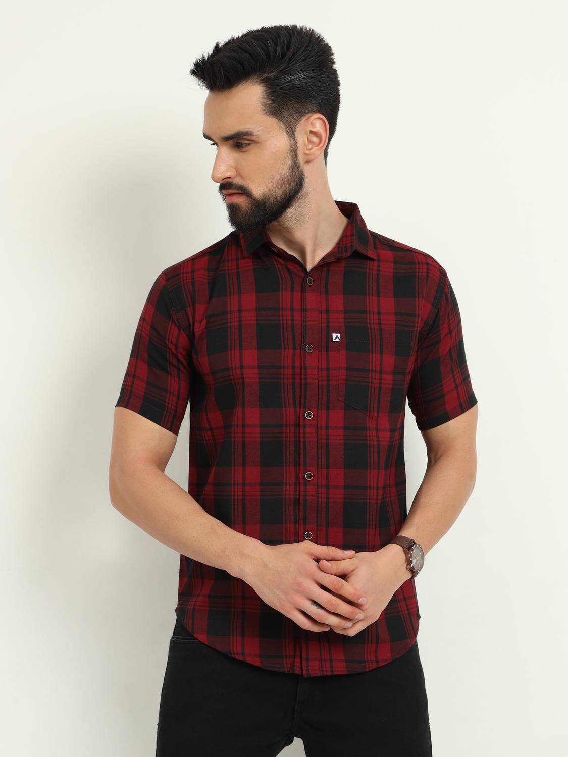 ALLWIN PAUL Men Checkered Casual Brown Shirt - Buy ALLWIN PAUL Men