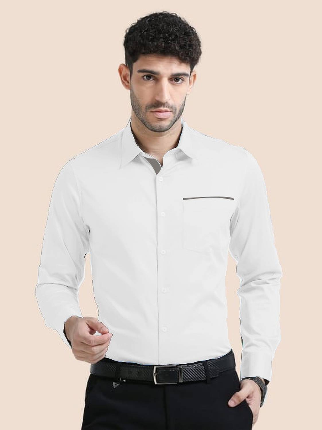 RD FASHION HUB Men Solid Casual White Shirt