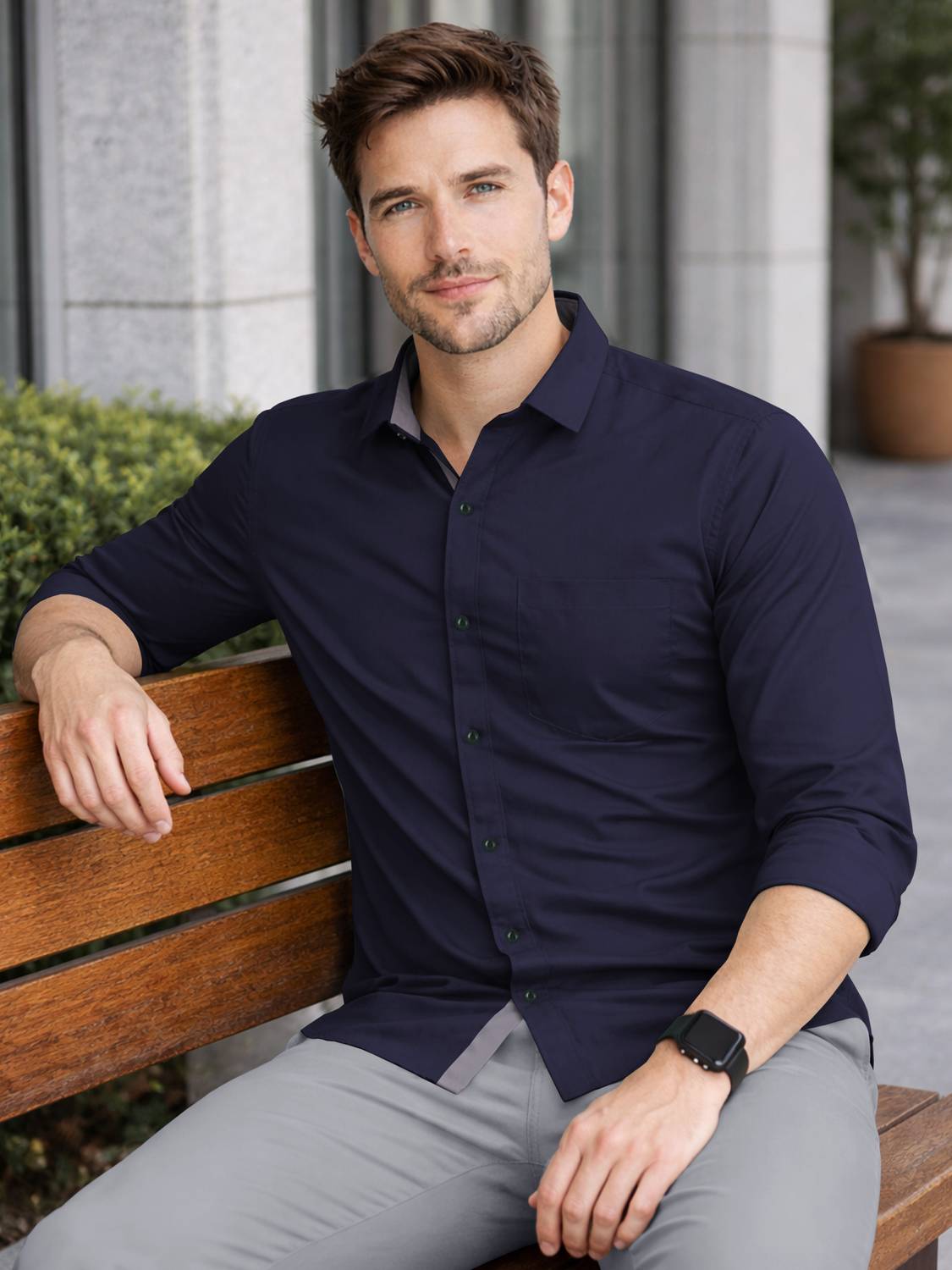 VeBNoR Men Regular Fit Solid Spread Collar Casual Shirt