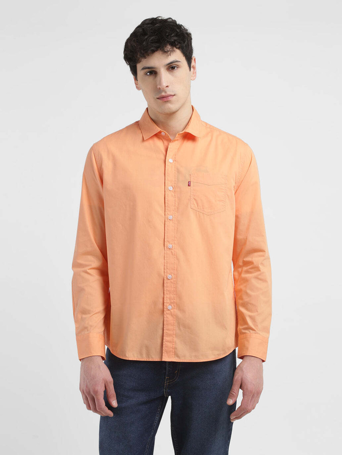 Image of LEVI'S Men Solid Casual Orange Shirt
