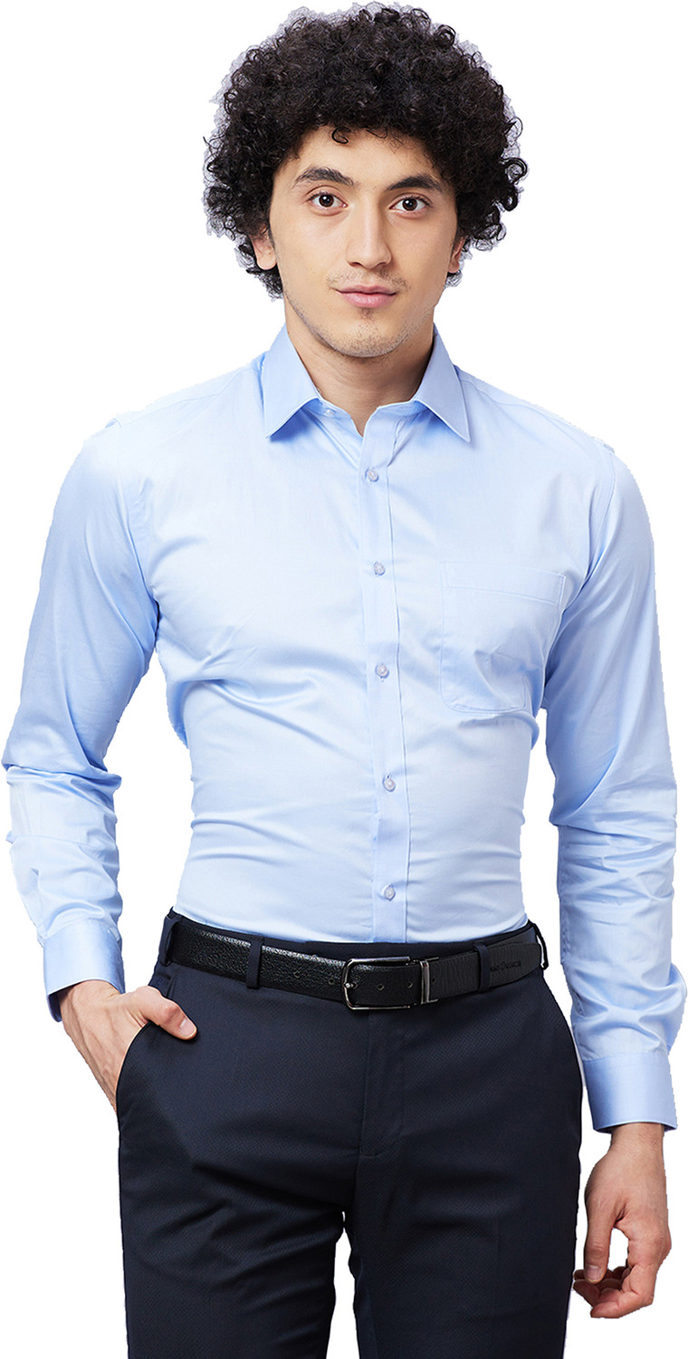 Image of Raymond Men Slim Fit Self Design Spread Collar Formal Shirt