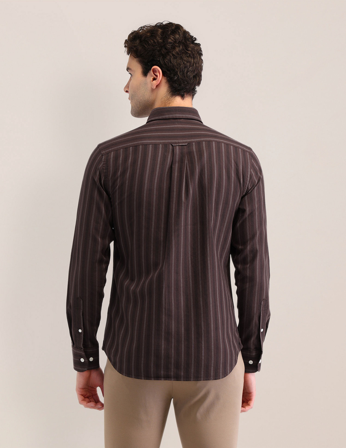 Image of U.S. POLO ASSN. Men Striped Casual Brown Shirt