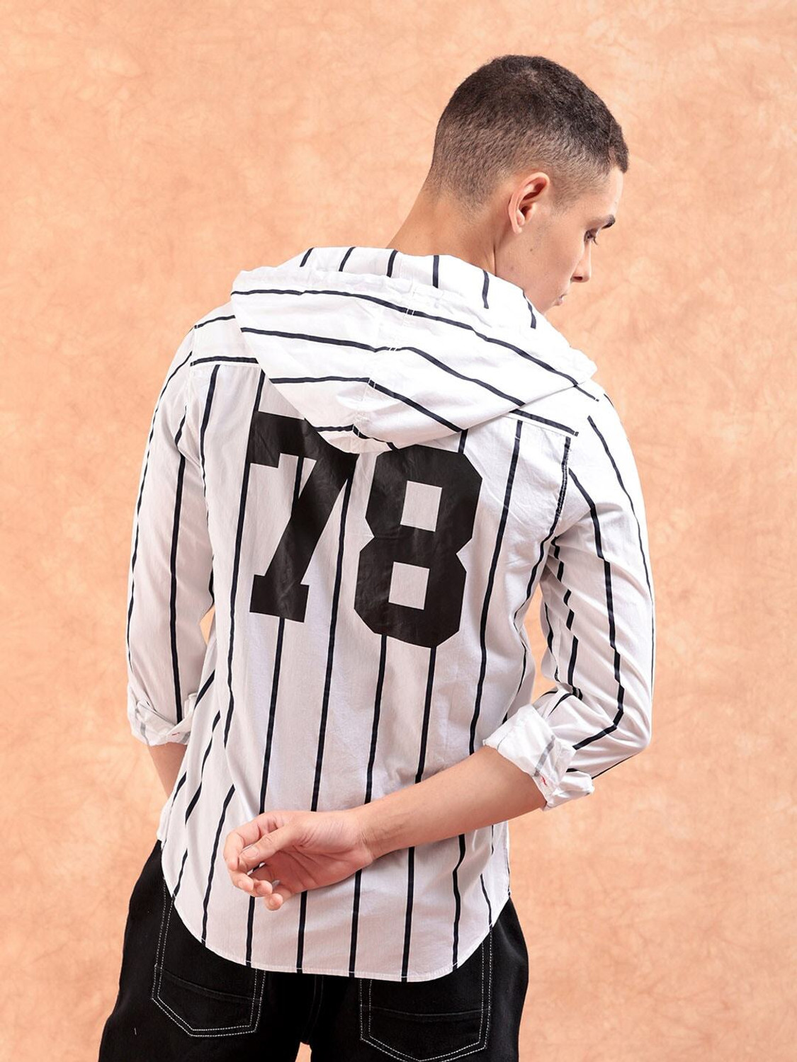 Image of The Indian Garage Co. Men Striped Casual White Shirt