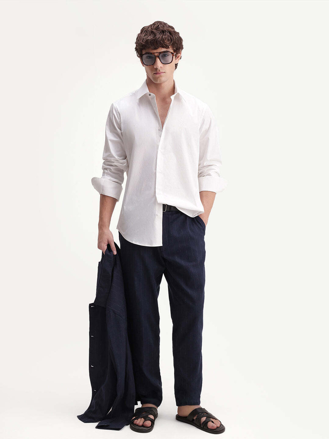 Image of RARE RABBIT Men Solid Casual White Shirt